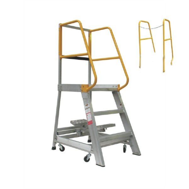 Gorilla Ladders GOP03-ST - 0.9m 200KG Industrial Aluminium Order Picking Ladder w/ Step Through Handrail Combo Kit Platform Ladders & Order Pickers Gorilla Ladders GOP03-ST - 0.9m 200KG Industrial Aluminium Order Picking Ladder w/ Step Through Handrail Combo Kit Platform Ladders & Order Pickers