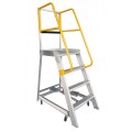 Gorilla Ladders GOP04-ST - 1.2m 200kg Industrial Aluminium Order Picking Ladder w/ Step Through Handrail Combo Set