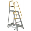 Gorilla Ladders GOP05-ST - 1.5m 200KG Industrial Aluminium Order Picking Ladder w/ Step Through Handrail Combo Set