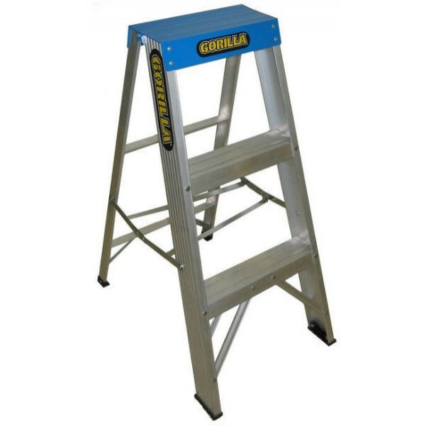 Gorilla Ladders M003-C - 0.9m 120KG Industrial Aluminium Single Sided Step Ladder Step Ladders
