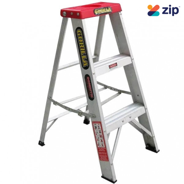 Gorilla Ladders M003-D - 0.9m 120Kg Domestic Aluminium Single Sided Step Ladder Step Ladders