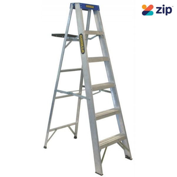 Gorilla Ladders M006-I 1.8m 150kg Industrial Aluminium Single Sided Step Ladder  Step Ladders