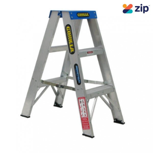 Gorilla Ladders SM003-C - 0.9m 120kg Industrial Aluminium Double Sided Step Ladder  Step Ladders