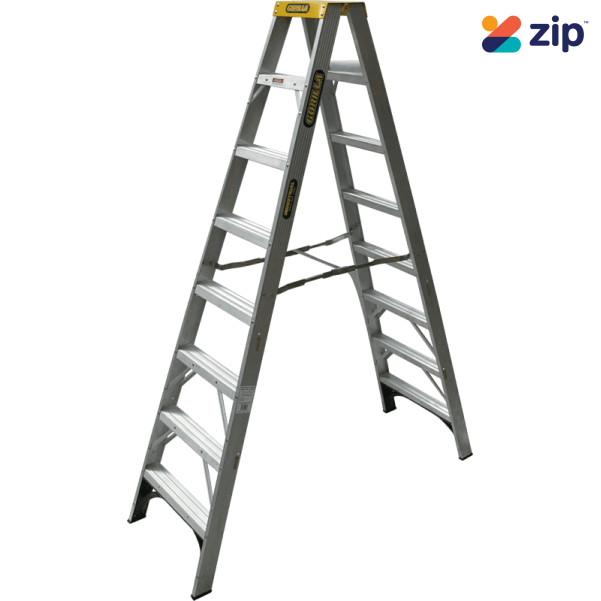 Gorilla Ladders SM008-I - 2.4m 150kg Industrial Aluminium Double Sided Step Ladder Step Ladders