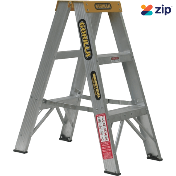 Gorilla Ladders SM003-I - 0.9m 150kg Industrial Aluminium Double Sided Step Ladder
