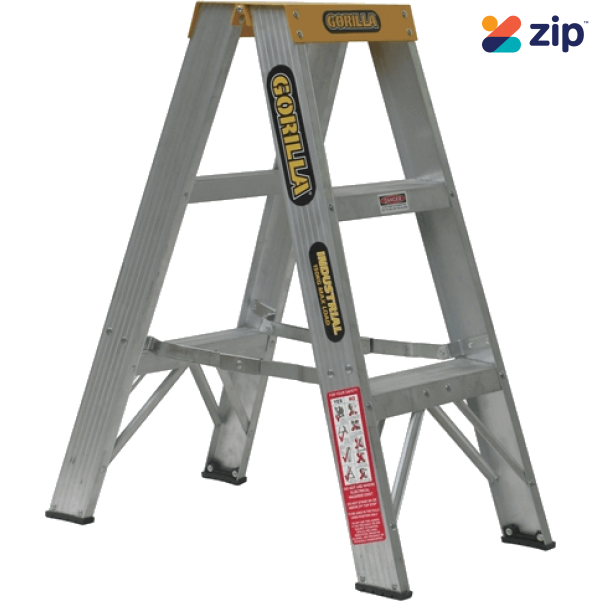 Gorilla Ladders SM003-I - 0.9m 150kg Industrial Aluminium Double Sided Step Ladder Step Ladders