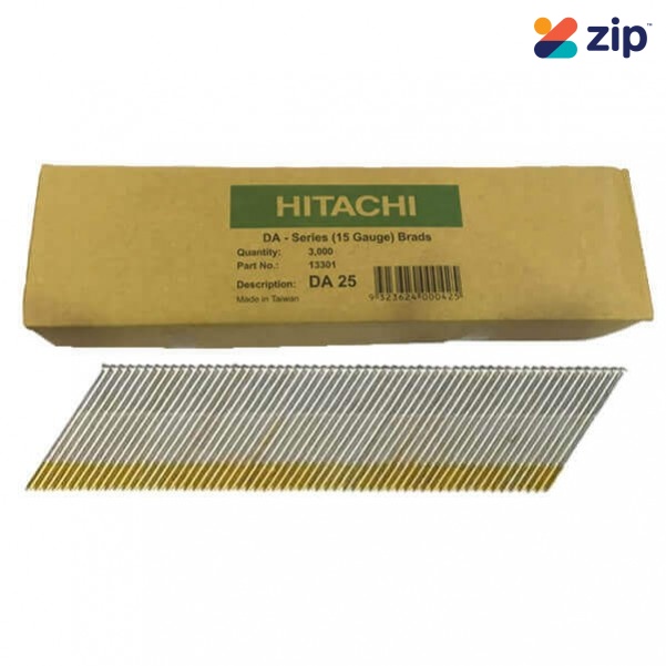 Hitachi DA25EPB - 25mm DA-Series 15 Gauge Bright Finish Nails Pack of 3000  Hitachi Accessories