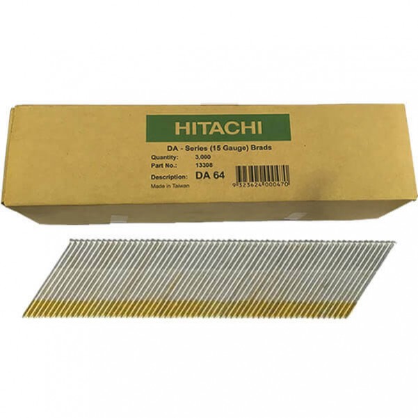 Hitachi DA64EPB - 64mm DA-Series 15 Gauge Bright Finish Nails Pack of 3000  Hitachi Accessories