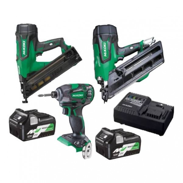 HiKOKI 18VCHIPPYCOMBO2(HRZ) - 18V Cordless Brushless 3 Piece Nailer Combo Kit