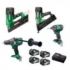 HiKOKI 18VCHIPPYCOMBO3(HRZ) - 18V 5.0Ah MultiVolt Cordless Brushless 4 Piece Chippy Combination Pack Combo Kit