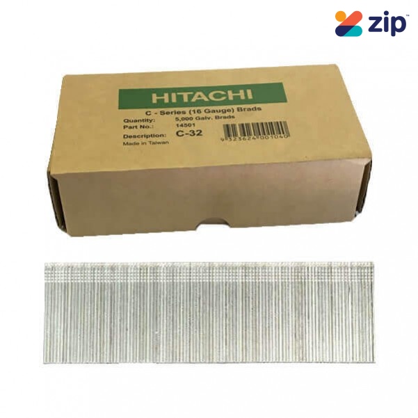 Hitachi C32 - 32mm C-Series 16 Gauge Electro Galvanised Finish Nails Pack of 5000