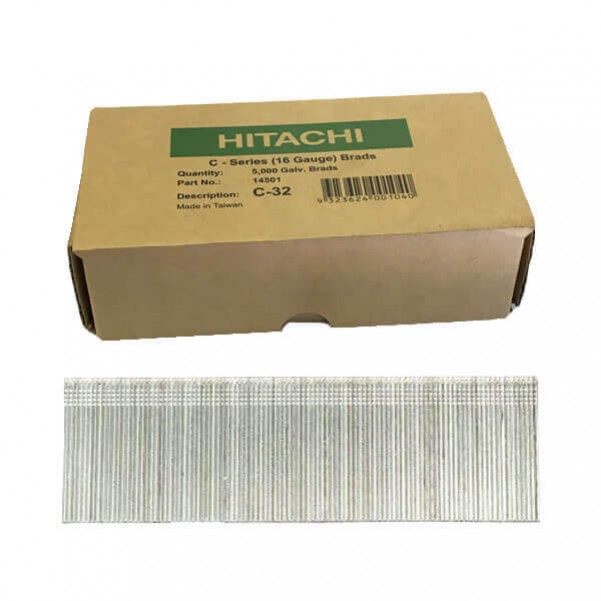 Hitachi C32 - 32mm C-Series 16 Gauge Electro Galvanised Finish Nails Pack of 5000