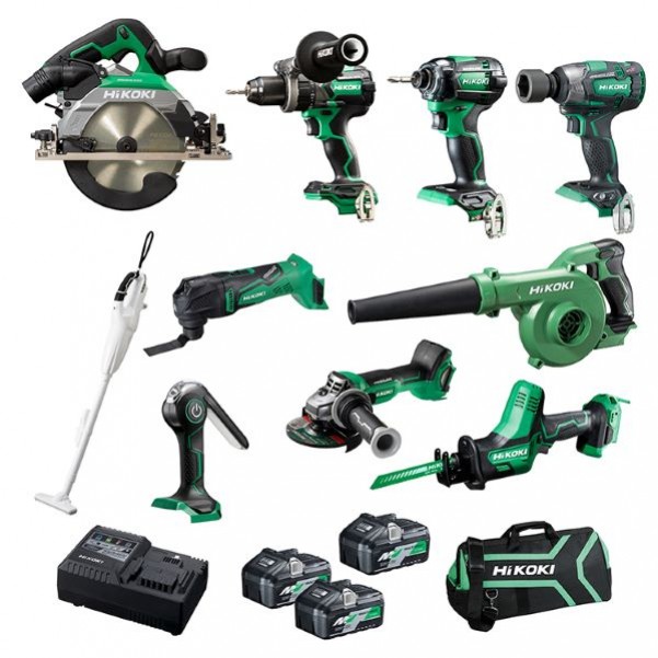 HiKOKI KC18D10P2(HRZ) - 18V 5.0Ah Li-ion Cordless 10pce Combo Kit