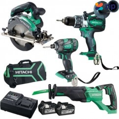 Hitachi KC18D4PB(HA) - 18V Slide 4 Piece 6.0Ah Cordless Brushless Combo Kit