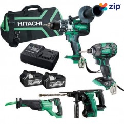 Hitachi KC18D4PC(HA) - 18V 6.0Ah Li-ion Cordless Brushless 4 Piece Combo Kit