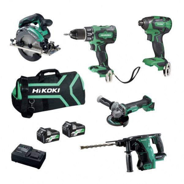 HiKOKI KC18D5P(HRZ) - 18V 5.0Ah/2.5Ah Multivolt Cordless Brushless 5 Piece Combo Kit