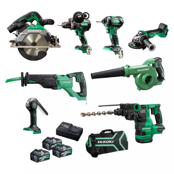 HiKOKI KC18D8P3(HRZ) - 18V 5.0Ah Li-ion Cordless 8 Piece Combo Kit Combo Kits 20v & Higher