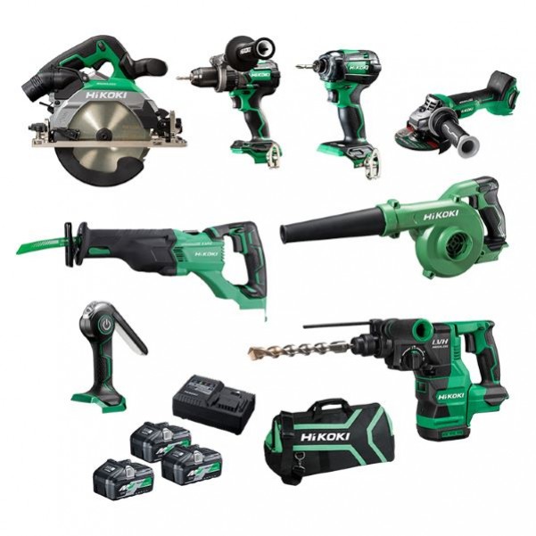 HiKOKI KC18D8P3(HRZ) - 18V 5.0Ah Li-ion Cordless 8 Piece Combo Kit