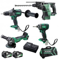 HiKOKI KC36D4A(HRZ) - 18V 5.0Ah/2.5Ah Cordless Brushless 4 Piece Combo Kit