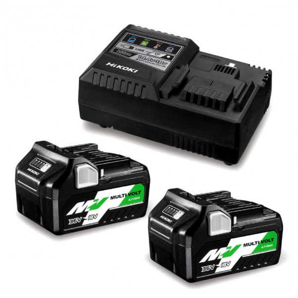 HiKOKI UC18YSL3(HEZ) - 18V - 36V 5.0Ah - 2.5Ah MultiVolt Battery BSL36A18 & UC18YSL3 Rapid Charger Pack Batteries