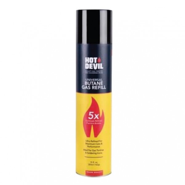 Hot Devil HDGAS5 - 300ml Purified 5x Butane Gas  Gas Bottles