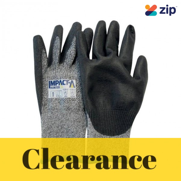 IMPACT-A 10030520 - Hunter Cut 5  Large 9 Spec Grey PU Palm Glove Gloves