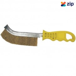 KC Tools 09202 - 265mm Hand Brass Wire Brush - Yellow Handle 