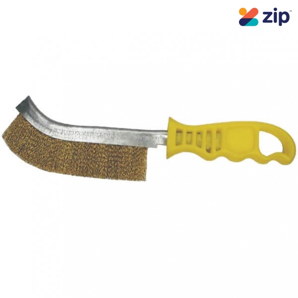 KC Tools 09202 - 265mm Hand Brass Wire Brush - Yellow Handle