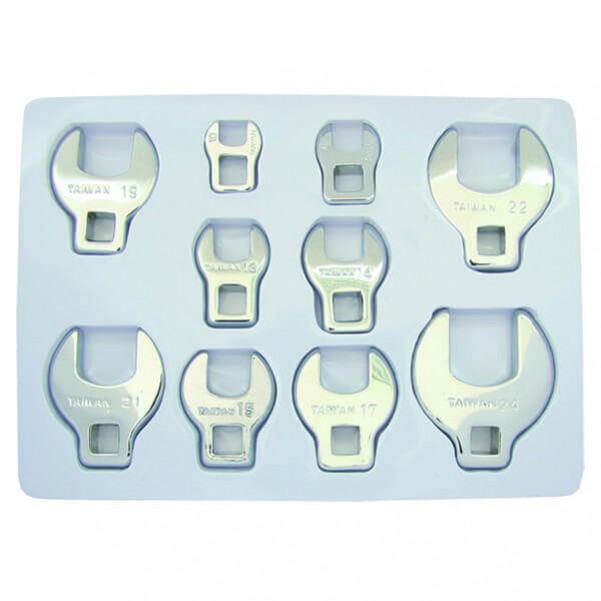 KCTools 10187 - 10 Piece 3/8" Drive Crows Foot Metric Spanner Set Spanner
