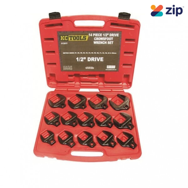KCTools 11317 - 14 Piece 1/2" Drive Crows Foot Metric Impact Spanner Set
