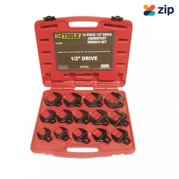 KCTools 11318 - 14 Piece 1/2" Drive Crows Foot AF Impact Spanner Set