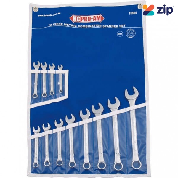 KCTools 15864 - 12 Piece Metric 6mm - 21mm Combination Spanner Set