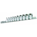 Kincrome 02093 - 1/4 & 3/8" Sq Dr E-TORX 10 Piece Clip Rail Socket Set Hand Sockets & Accessories
