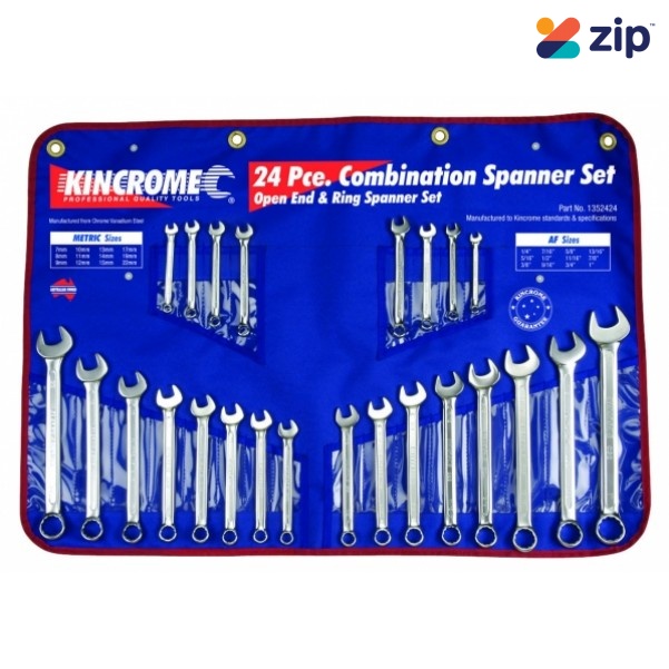 Kincrome 1352424 - 24 Piece AF & Metric Combination Spanner Set