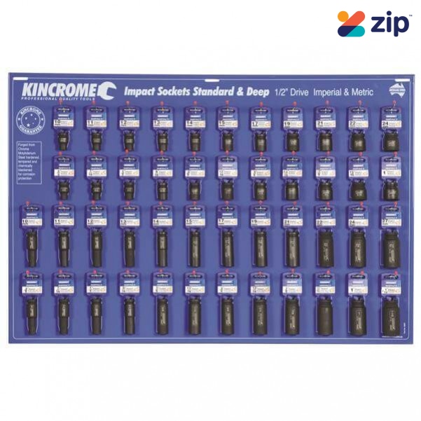 Kincrome 19007 - 46 Piece 1/2" Drive Standard & Deep Impact Socket Merchandiser