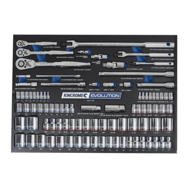 Kincrome EVA112T - 92 Piece EVA Tray Metric & Imperial Sockets and Accessories Sockets & Accessories