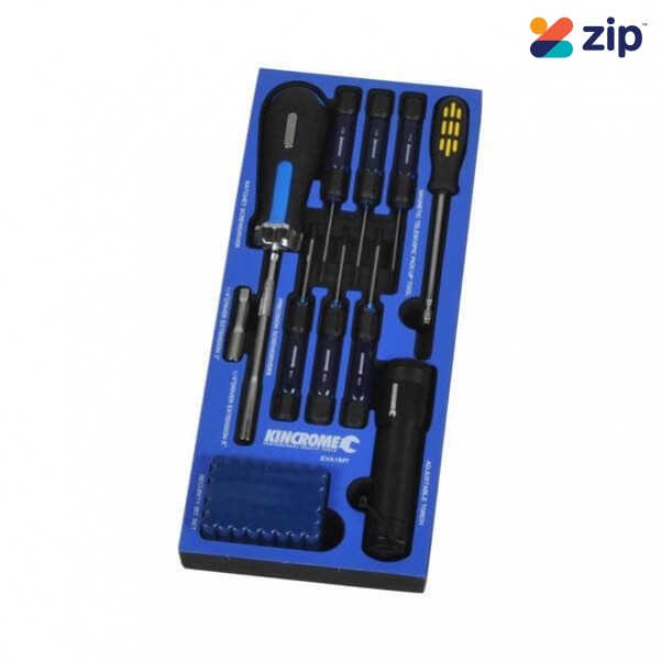 Kincrome EVA154T - 50 Piece EVA Tray Screw Driver/Torch/Pickup Tool Fastening & Bit Set