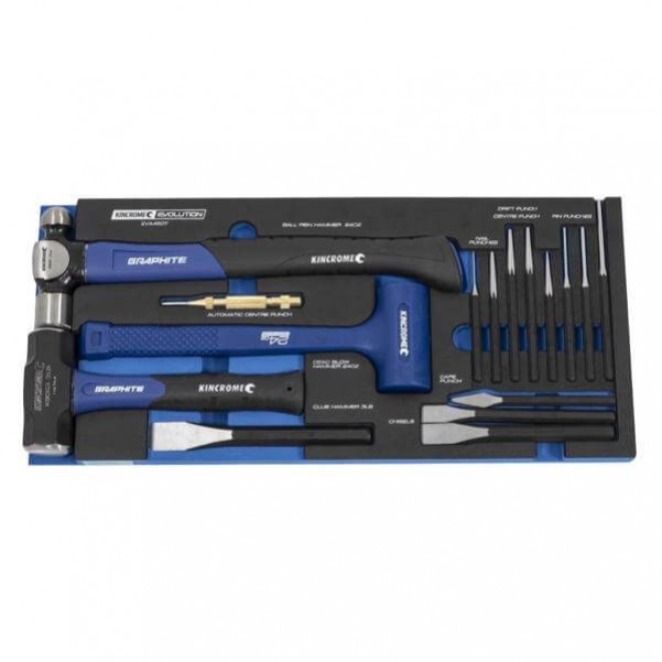 Kincrome EVA450T - 16 Piece EVA Tray Striking & Prying Tool Set Chisels and Punches