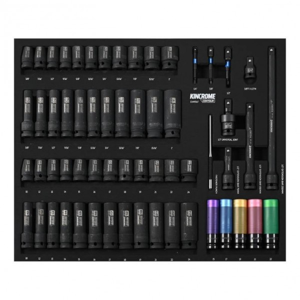 Kincrome EVA906T- 60 Piece LOK-ON Impact Sockets & Accessories EVA Tray Sockets & Accessories