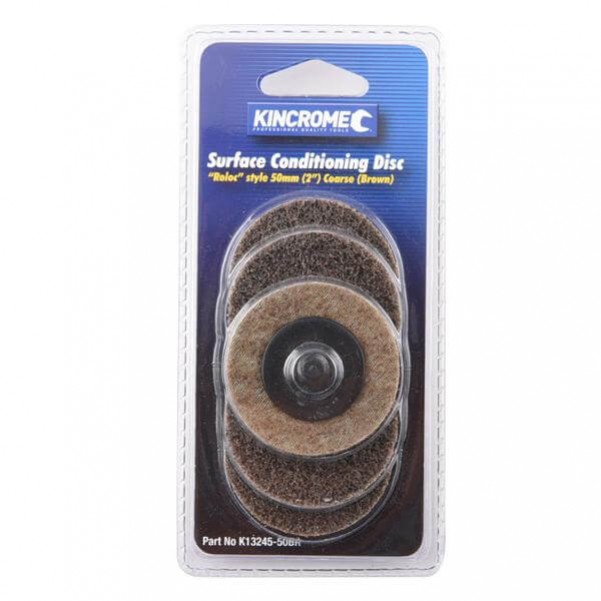 Kincrome K13245-50BR - 2” (50mm) 36 Grit (Coarse) 5 Pack ‘Roloc’ Style Sanding Discs Sanding Discs, Papers & Wheels