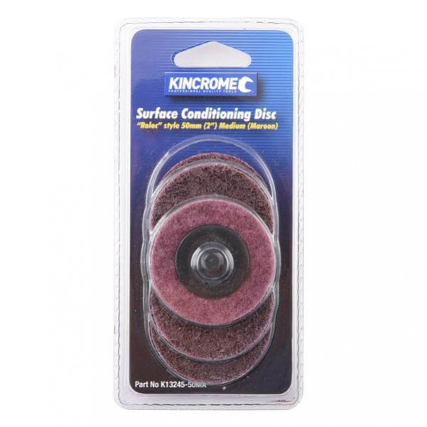 Kincrome K13245-50MA - 2” (50mm) 60 Grit (Medium) 5 Pack ‘Roloc’ Style Sanding Discs Sanding Discs, Papers & Wheels