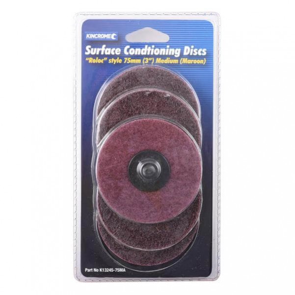 Kincrome K13245-75MA - 3” (75mm) 60 Grit (Medium) 5 Pack ‘Roloc’ Style Sanding Discs Sanding Discs, Papers & Wheels