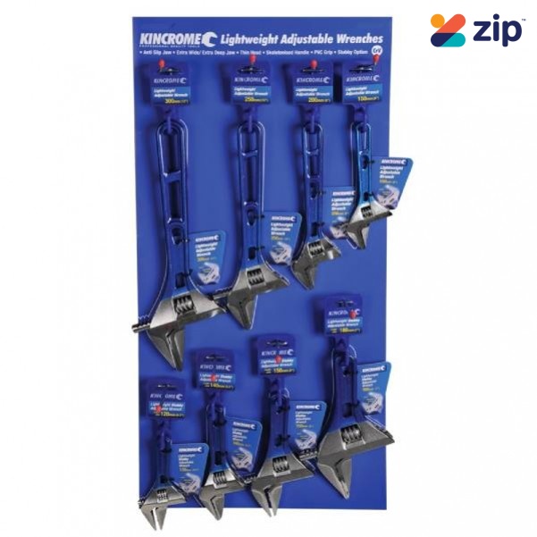 Kincrome K14048 - 8 Piece Lightweight Adjustable Wrench Merchandisers