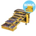 Kincrome K1506YB - 485 PCE 1/2, 3/8 & 1/2 Drive Tool Yellow Trolley w/ Bonus Contour Tool Chest