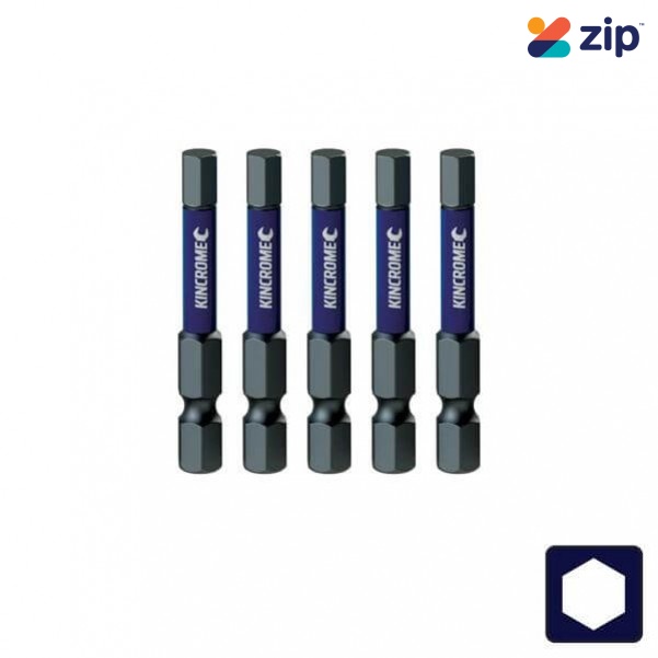Kincrome K21304 - 2mm 50mm 5 Piece Hex Impact Bit Drill/Driver Bit Sets