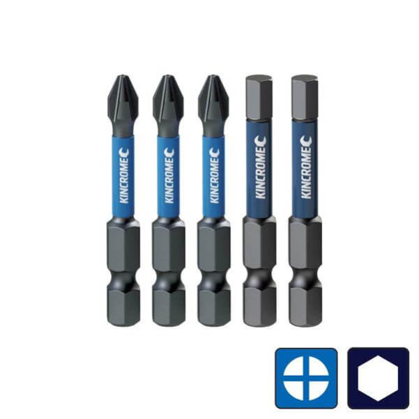 Kincrome K21521 - 5mm 50mm Mixed Pack 5 Piece Phillips #2 & Hex Impact Bit Drill/Driver Bit Sets Kincrome K21521 - 5mm 50mm Mixed Pack 5 Piece Phillips #2 & Hex Impact Bit Drill/Driver Bit Sets