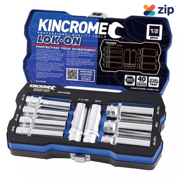 Kincrome K27059 - 9 PC 1/2” Drive Lok-On Socket Set - Imperial