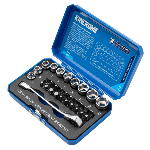 Kincrome K28151 - Micro Socket Set 31 Piece 1/4" Drive Metric Socket Sets Kincrome K28151 - Micro Socket Set 31 Piece 1/4" Drive Metric Socket Sets