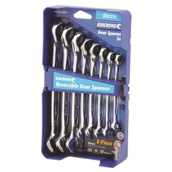 Kincrome K3017 - 8 Piece Metric Reversible Combination Gear Spanner Set Spanner