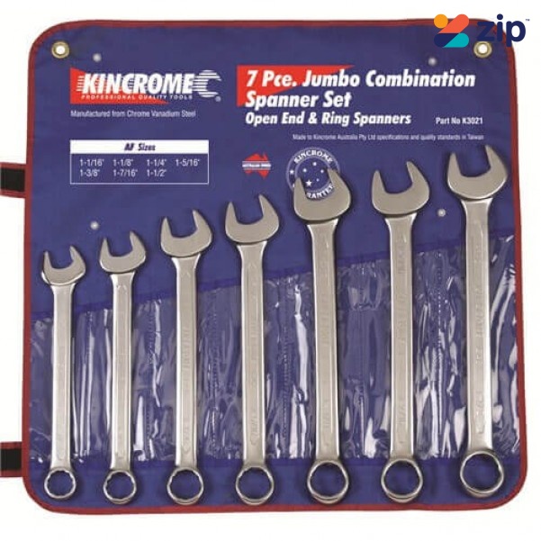 Kincrome K3021 - 7 Piece Imperial Jumbo Combination Spanner Set